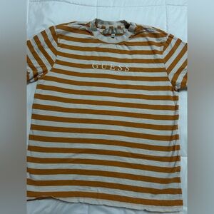 Guess Orange and White Striped Tee
